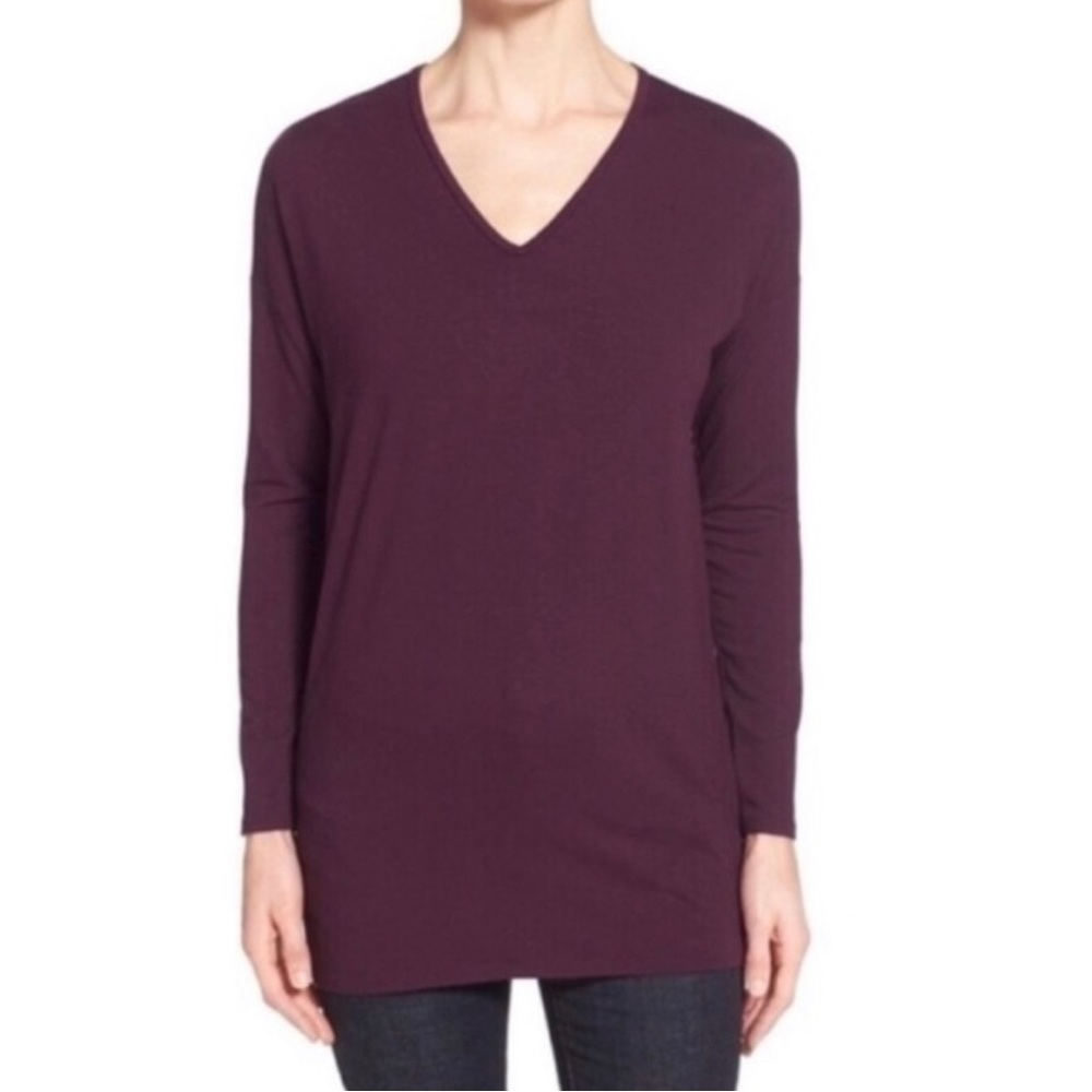Eileen Fisher Purple‎ V-Neck Jersey Tunic Tee